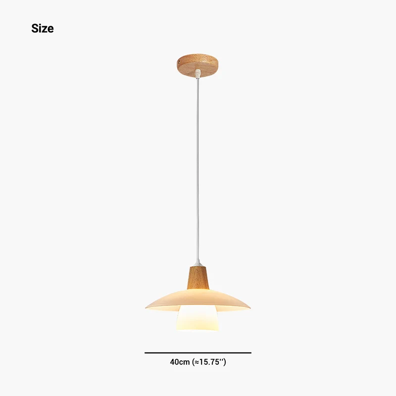 Pendant Light Nordic UFO, Log Wood and Glass
