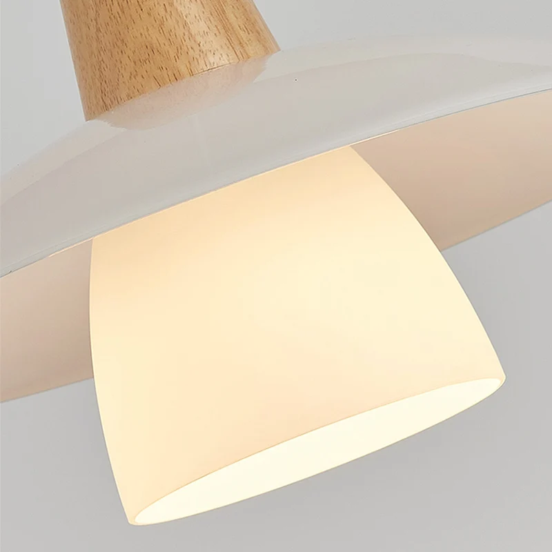 Pendant Light Nordic UFO, Log Wood and Glass