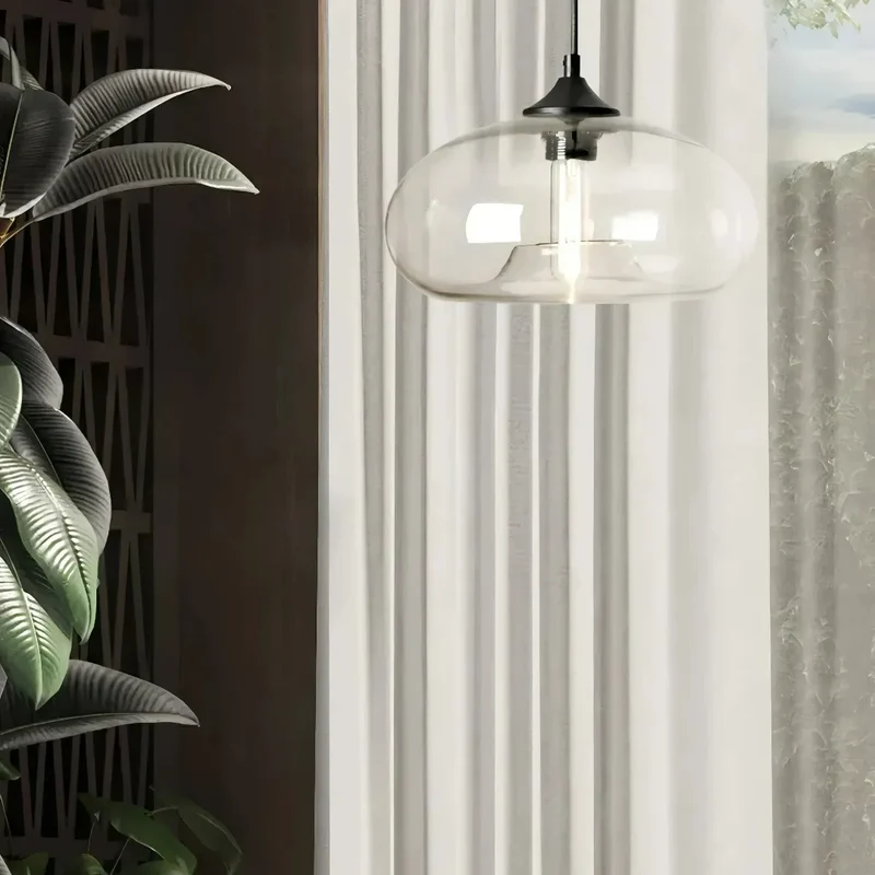 Einflammige Glas-Pendelleuchte im Mid-Century-Stil fürs Esszimmer