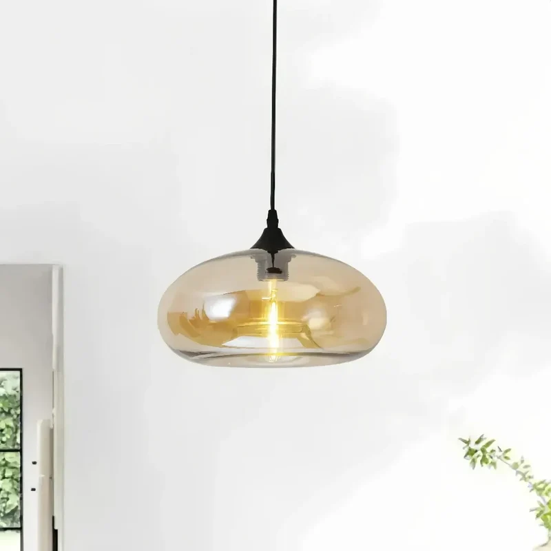 Einflammige Glas-Pendelleuchte im Mid-Century-Stil fürs Esszimmer
