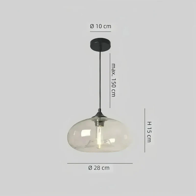 Einflammige Glas-Pendelleuchte im Mid-Century-Stil fürs Esszimmer