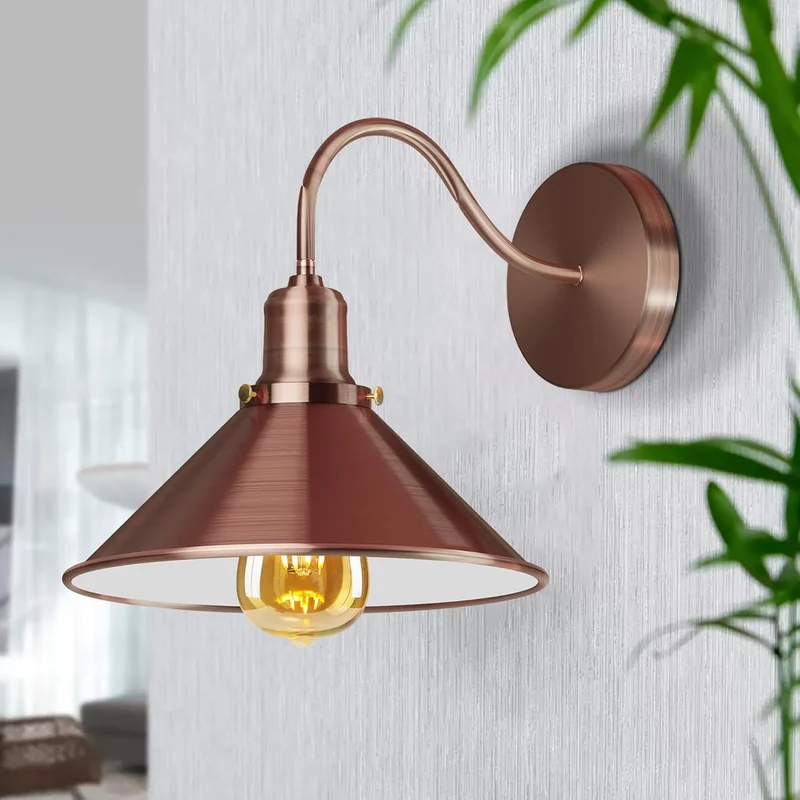 Vintage Stalllampe Messing – Industrie Schwanenhals Wandleuchte E27 ~3260