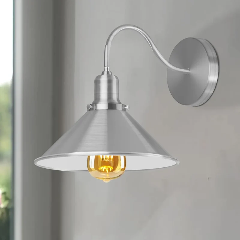 Vintage Stalllampe Messing – Industrie Schwanenhals Wandleuchte E27 ~3260