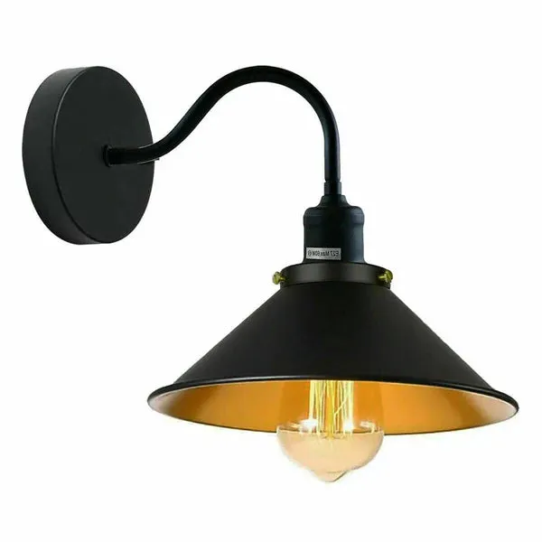 Vintage Stalllampe Messing – Industrie Schwanenhals Wandleuchte E27 ~3260