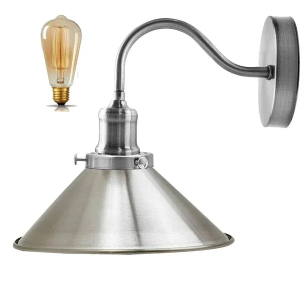 Vintage Stalllampe Messing – Industrie Schwanenhals Wandleuchte E27 ~3260