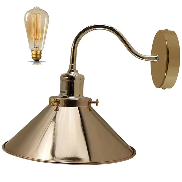 Vintage Stalllampe Messing – Industrie Schwanenhals Wandleuchte E27 ~3260