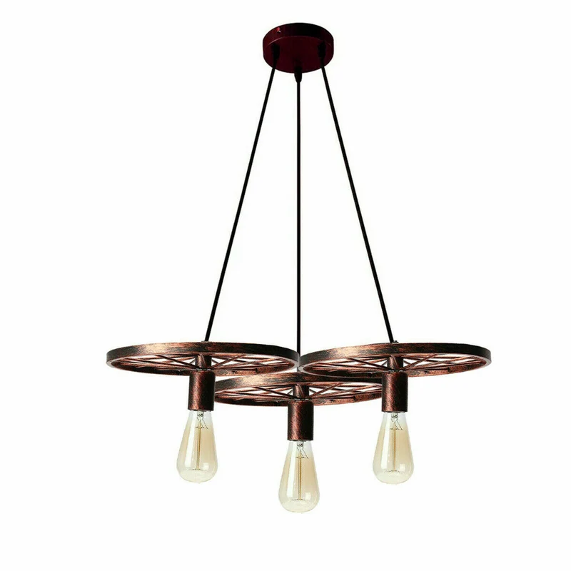 Vintage Deckenpendelleuchte Industrielles Rad Pendel Hängende Retro Lampe ~ 3246