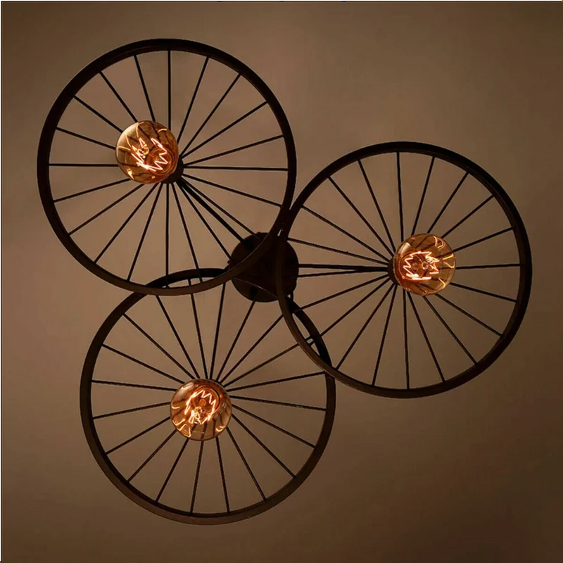 Vintage Deckenpendelleuchte Industrielles Rad Pendel Hängende Retro Lampe ~ 3246