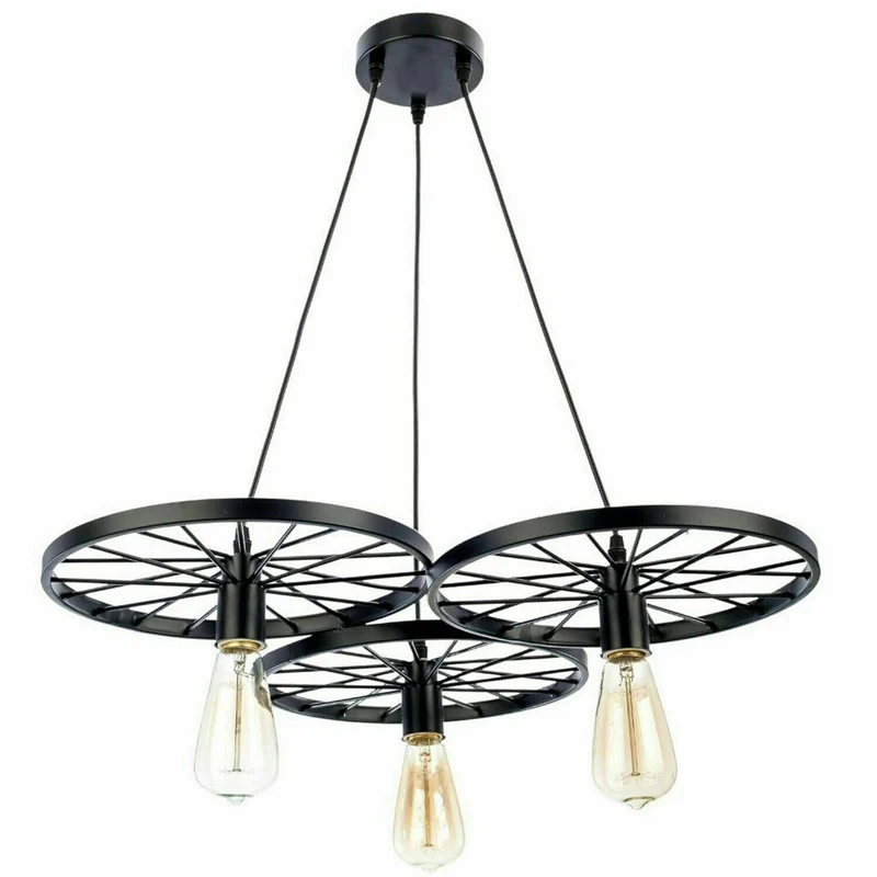 Vintage Deckenpendelleuchte Industrielles Rad Pendel Hängende Retro Lampe ~ 3246