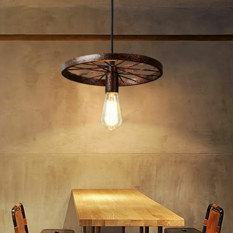 Vintage Deckenpendelleuchte Industrielles Rad Pendel Hängende Retro Lampe ~ 3246
