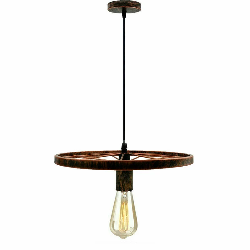 Vintage Deckenpendelleuchte Industrielles Rad Pendel Hängende Retro Lampe ~ 3246