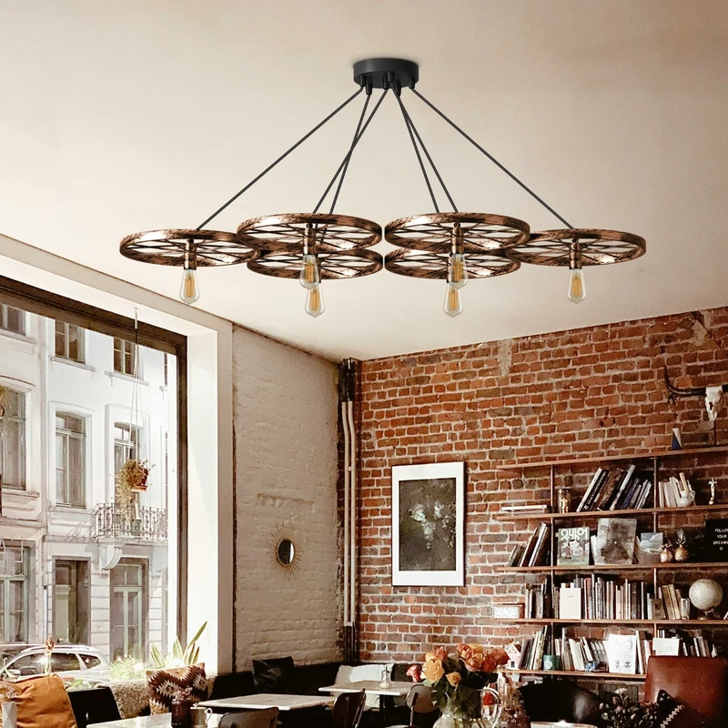 Vintage Deckenpendelleuchte Industrielles Rad Pendel Hängende Retro Lampe ~ 3246