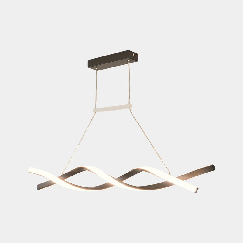 Linear Chandelier Ceiling Light LED Exquisite Curved Wavy Helix, Aluminum