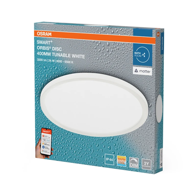 OSRAM Matter SMART+ ORBIS DISC LED Bad Deckenleuchte 40cm Tunable Weiß 25W / 3000-6500K