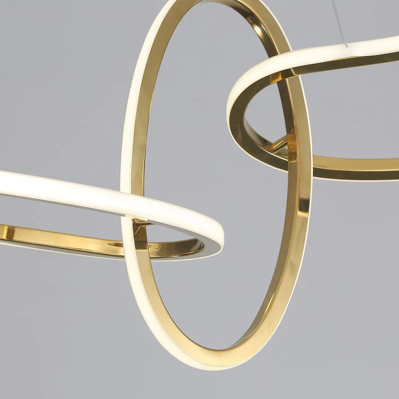 Chandelier LED Hanging Stainless Steel Luxury Oval Circle, Gold