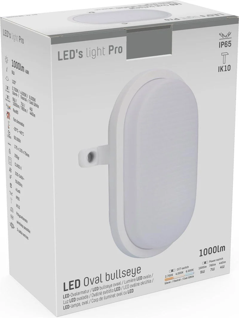 Ovalleuchte 9W neutralweiß IP65 IK10 3x Kabeleinlass - LED's Light