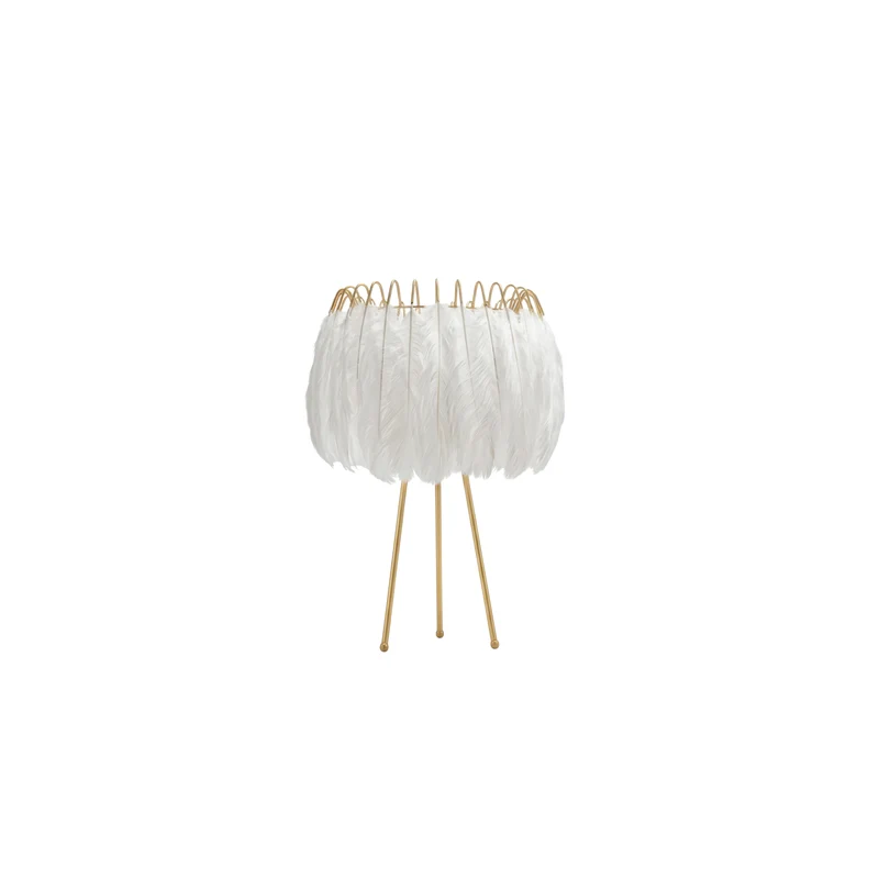 Tischlampe Weiß-Gold mit zartem Look und einzigartiger Form – Plumea
