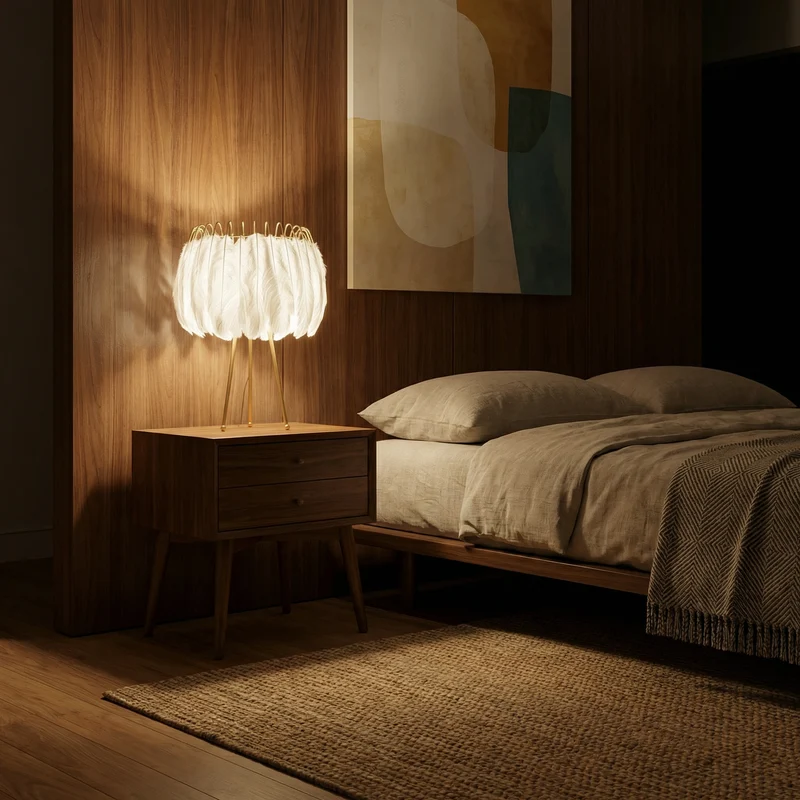 Tischlampe Weiß-Gold mit zartem Look und einzigartiger Form – Plumea