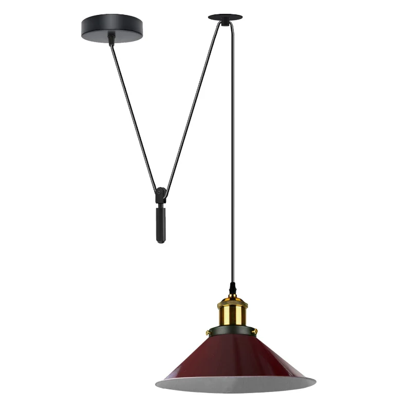 Höhenverstellbare Vintage Pendelleuchte mit Flaschenzug ~3188