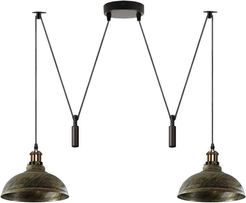 Vintage Pendelleuchte 2 Kopf Deckenleuchte Hängelampe ~ 3187