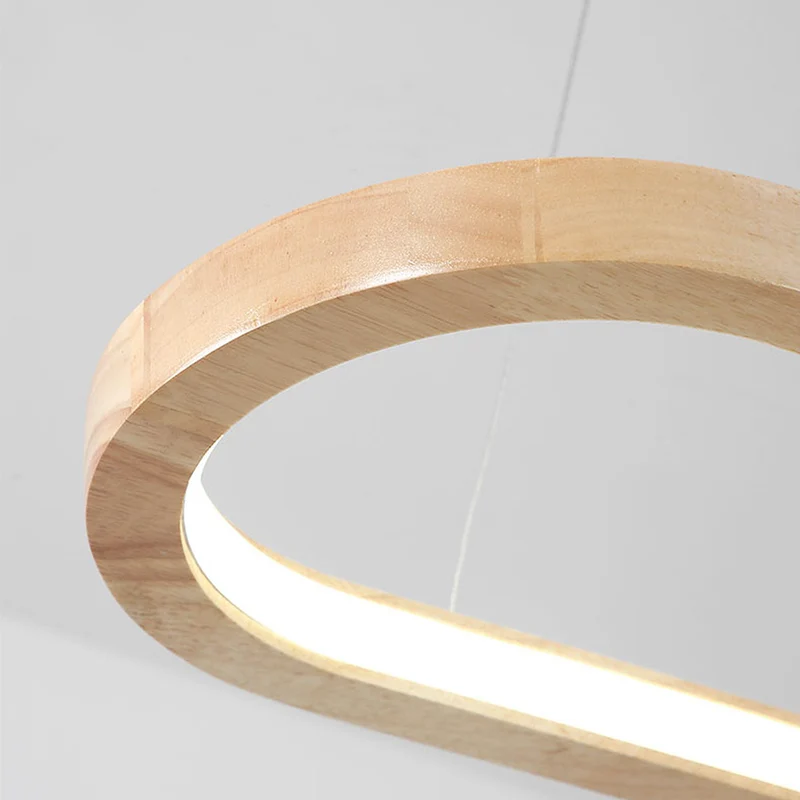 Pendant Light Chandelier Modern Minimalist Oval Linear for Dining Room, Wood