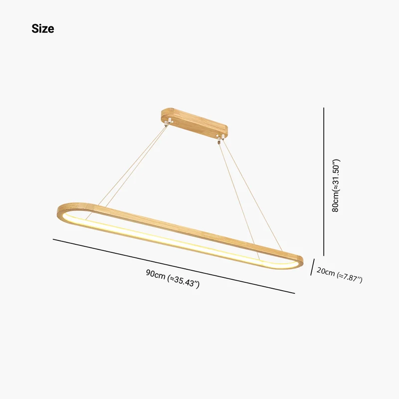 Pendant Light Chandelier Modern Minimalist Oval Linear for Dining Room, Wood