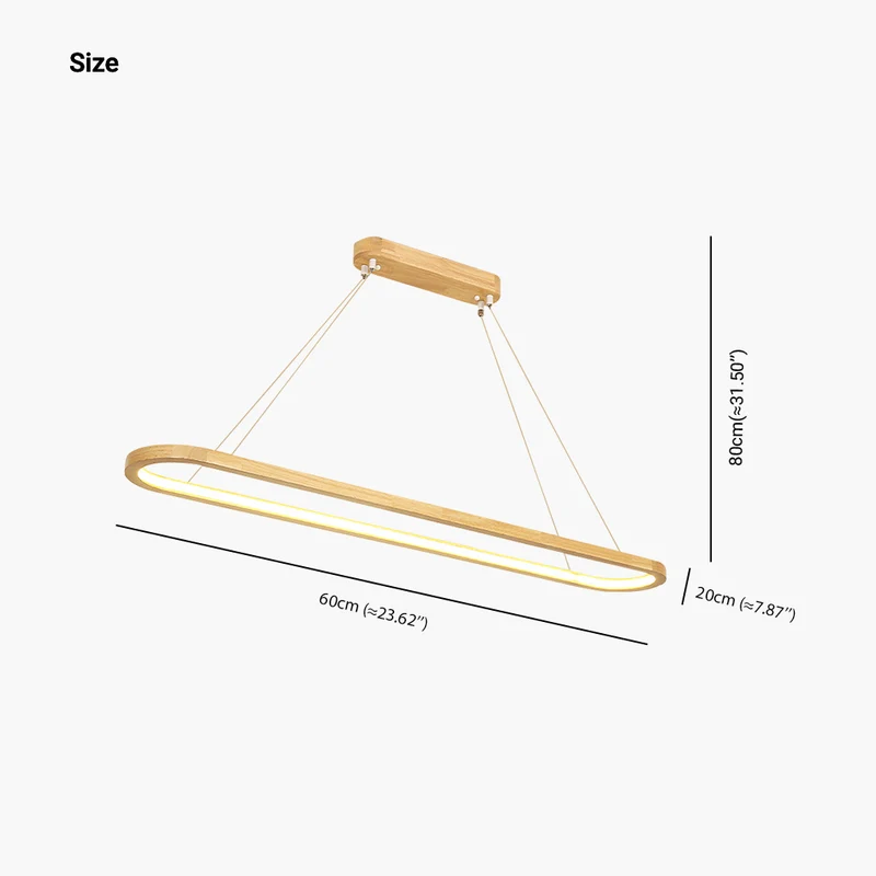 Pendant Light Chandelier Modern Minimalist Oval Linear for Dining Room, Wood