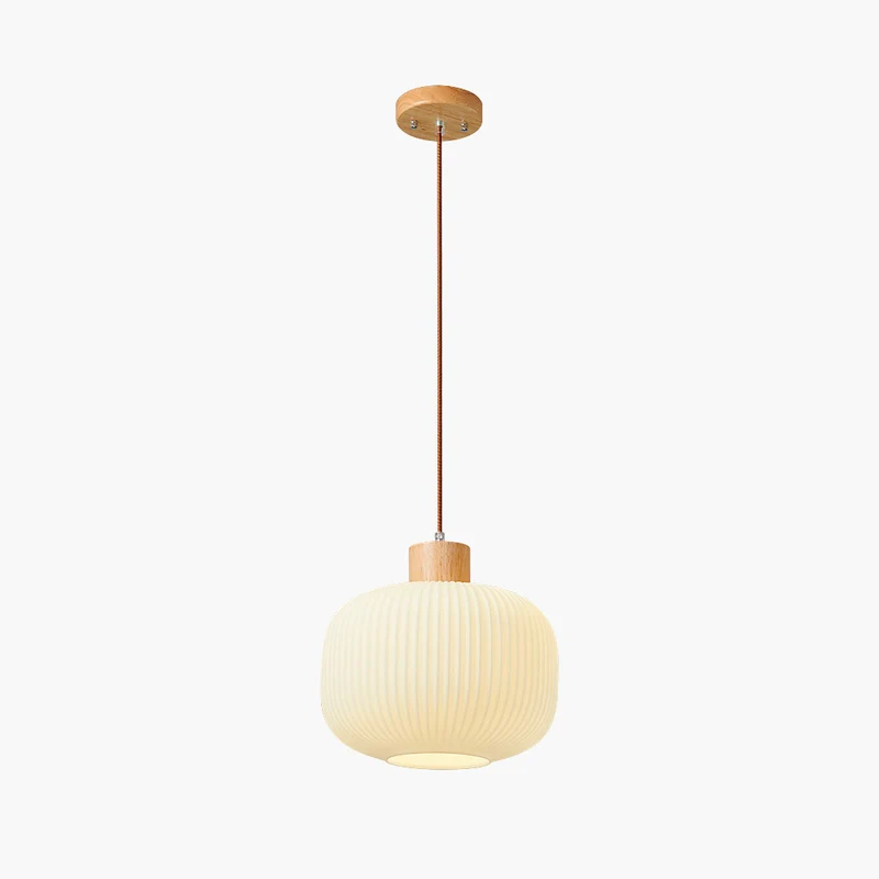 Pendant Hanging Light Japanese Elegant for Dining Room, Wood & Glass
