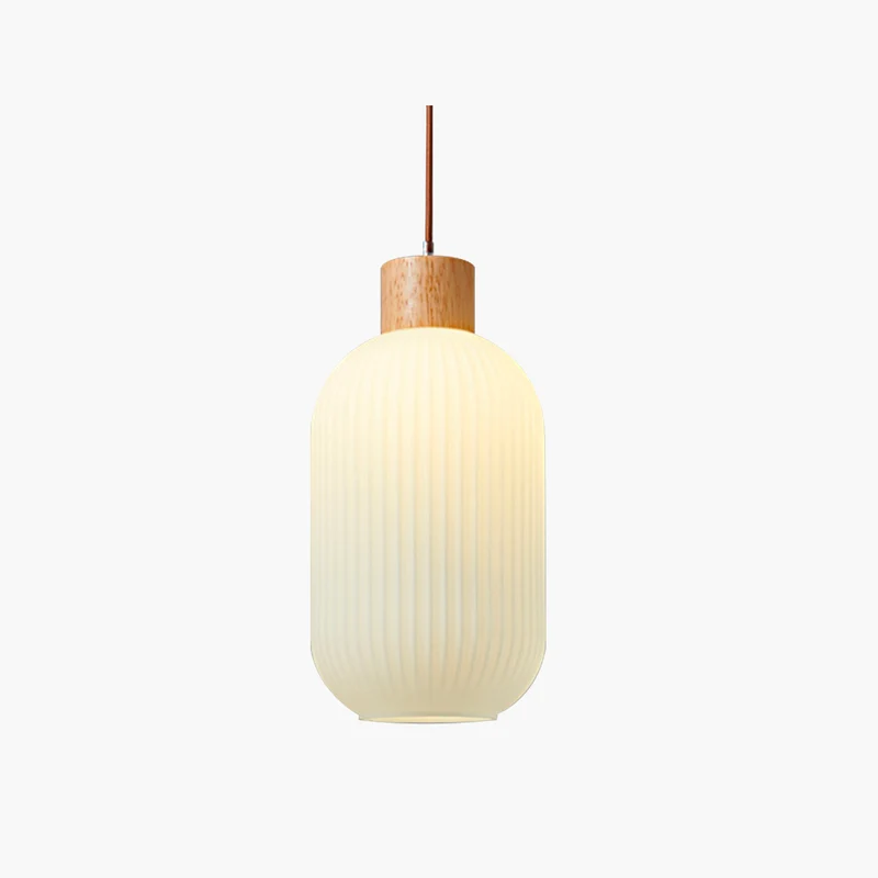 Pendant Hanging Light Japanese Elegant for Dining Room, Wood & Glass