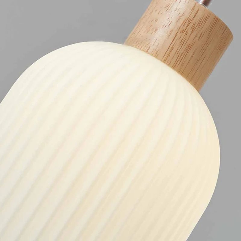Pendant Hanging Light Japanese Elegant for Dining Room, Wood & Glass