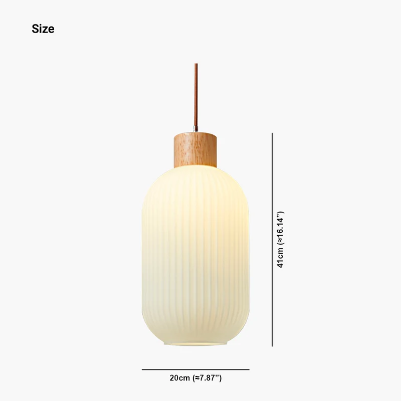 Pendant Hanging Light Japanese Elegant for Dining Room, Wood & Glass