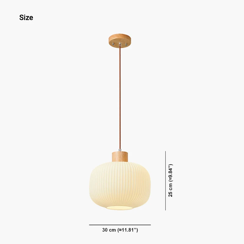 Pendant Hanging Light Japanese Elegant for Dining Room, Wood & Glass