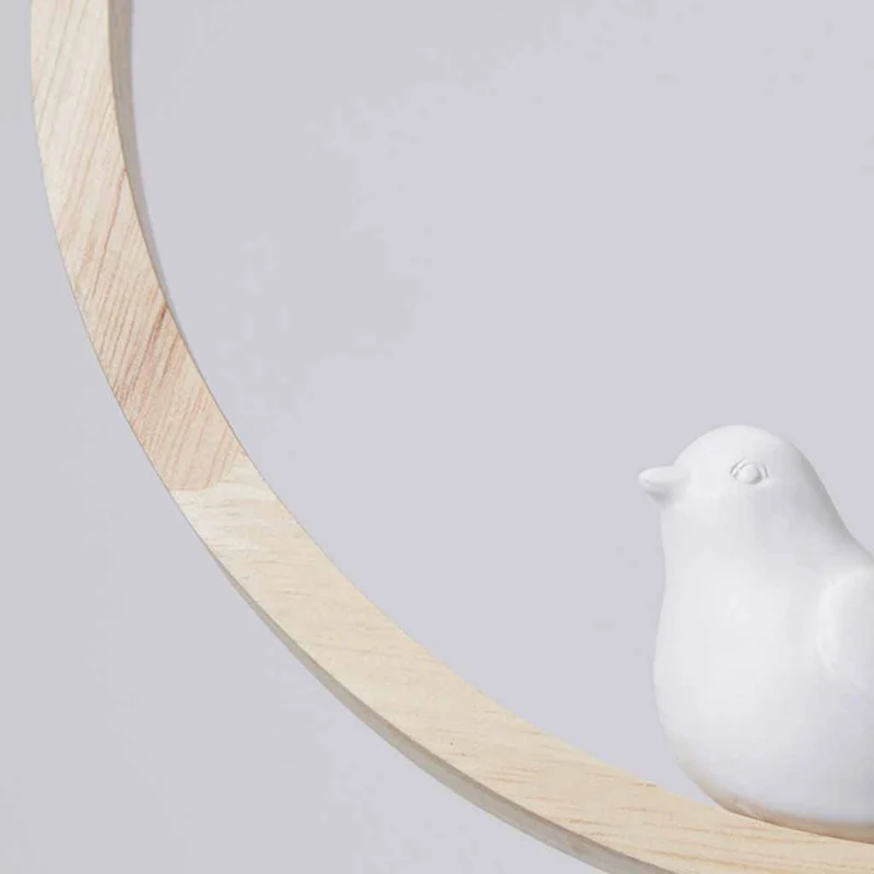 Ceiling Light Wood Pendant Light Creative Ring Bird