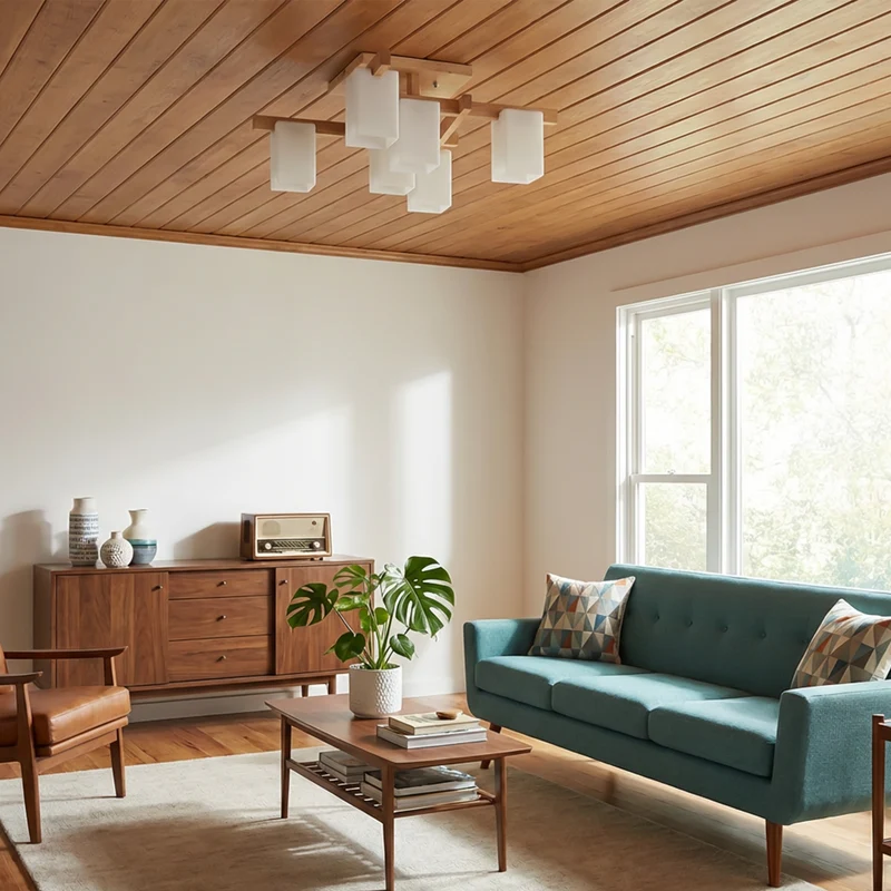 Minimalistische LED-Deckenleuchte aus Holz im Japandi-Stil – Sélénis