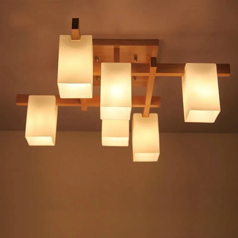 Minimalistische LED-Deckenleuchte aus Holz im Japandi-Stil – Sélénis