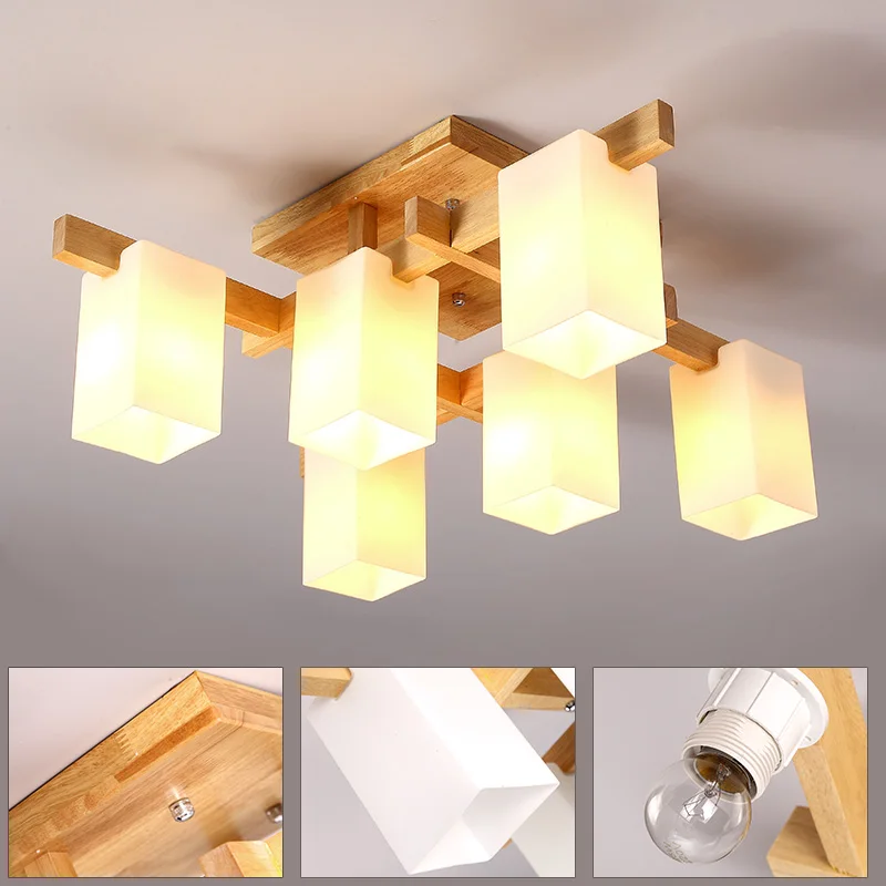 Minimalistische LED-Deckenleuchte aus Holz im Japandi-Stil – Sélénis