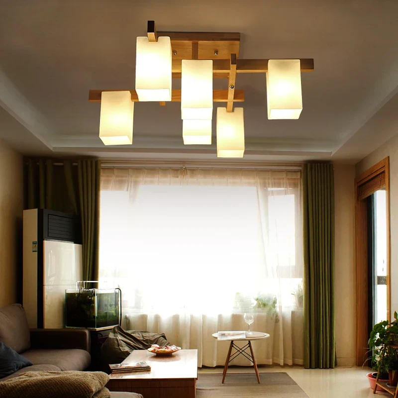 Minimalistische LED-Deckenleuchte aus Holz im Japandi-Stil – Sélénis