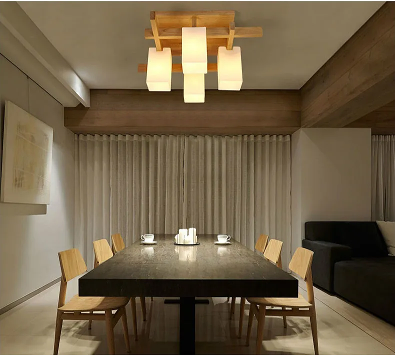 Minimalistische LED-Deckenleuchte aus Holz im Japandi-Stil – Sélénis