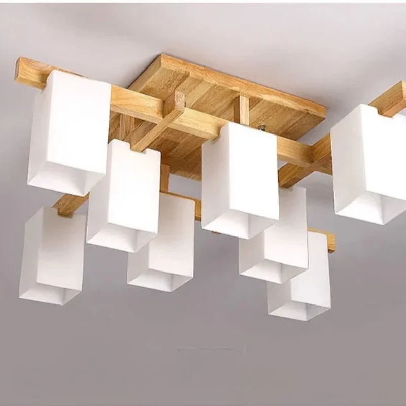 Minimalistische LED-Deckenleuchte aus Holz im Japandi-Stil – Sélénis