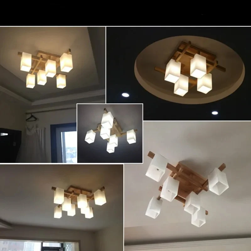Minimalistische LED-Deckenleuchte aus Holz im Japandi-Stil – Sélénis