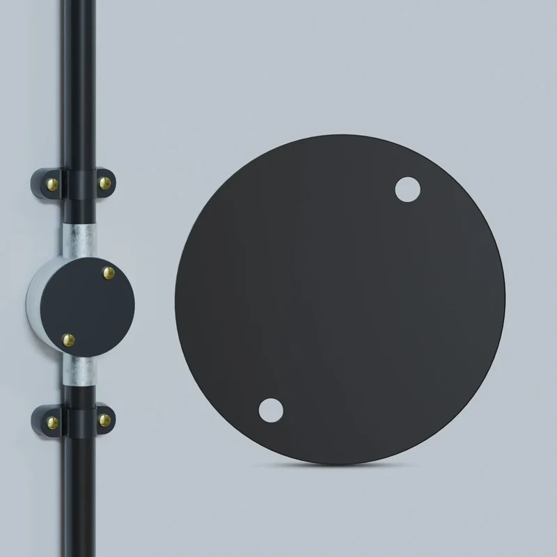 Rundrohrkastendeckel Schwarz Metall für Industrial lampe Rohr ~3228