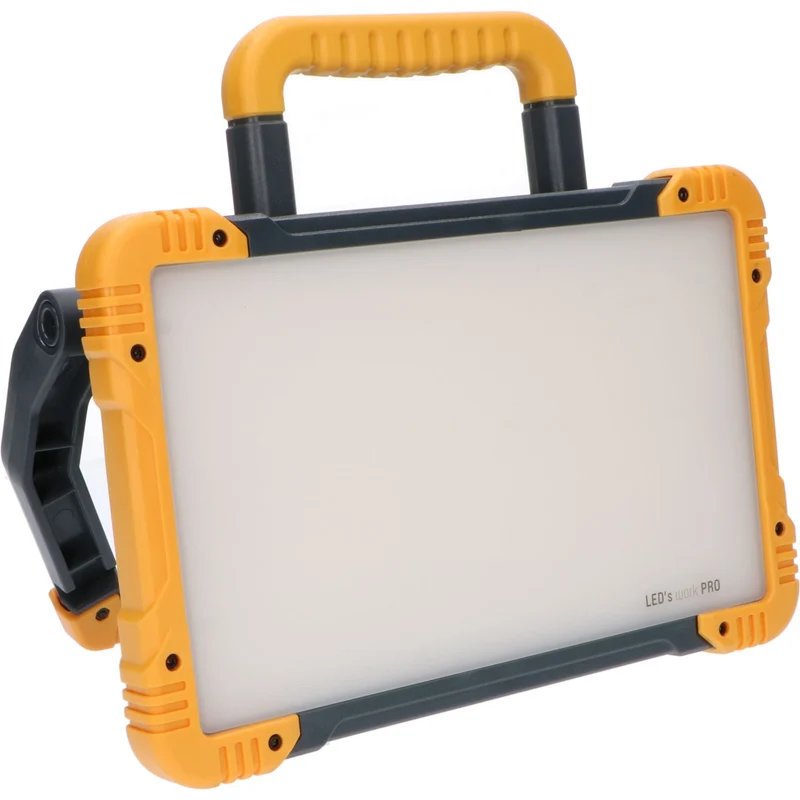 Wiederaufladbare Premium-LED-Bauleuchte 30 W – Kann sowohl mit Netzstrom als auch mit Batterie betrieben werden – In 3 Positionen dimmbar – 3000 Lumen – IP54