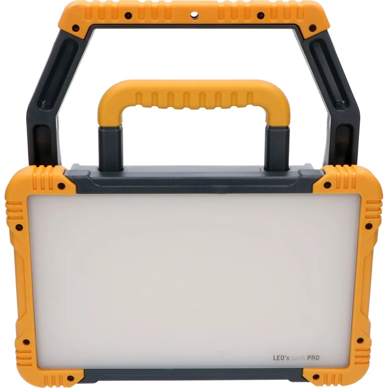 Wiederaufladbare Premium-LED-Bauleuchte 30 W – Kann sowohl mit Netzstrom als auch mit Batterie betrieben werden – In 3 Positionen dimmbar – 3000 Lumen – IP54