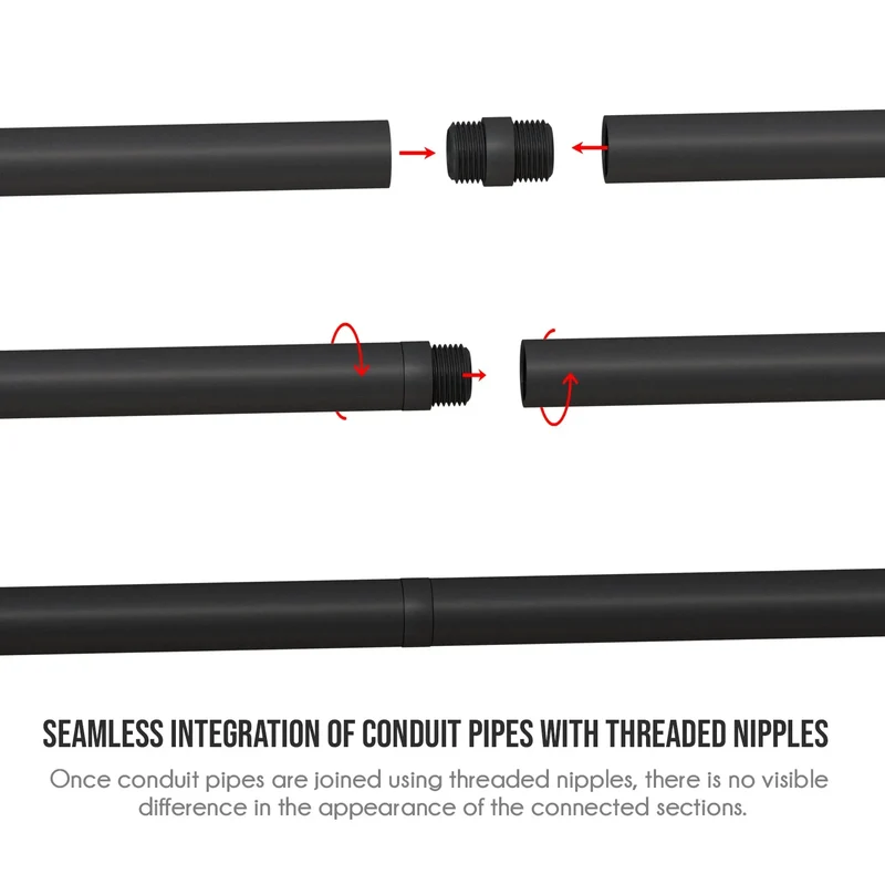 Schwarz Stahl Standard Gewinde Verbinder für Rohrrohr 16mm Außengewinde ~3237