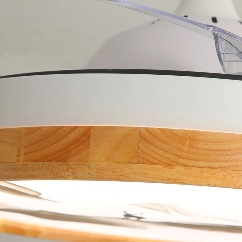 Ceiling Fan Chandelier Light Modern Semi Flush Mount, Natural Wood