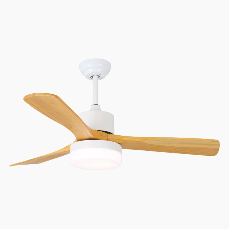 Ceiling Fan Chandelier with Light Minimalist Quiet, Wood Blade