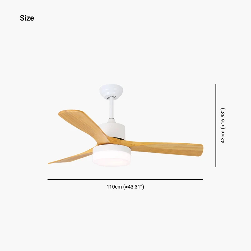 Ceiling Fan Chandelier with Light Minimalist Quiet, Wood Blade