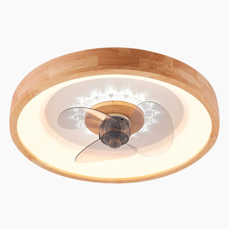 Ceiling Fan Light Fandelier Nordic 3 Blade Flush Mount for Bedroom, Wood & Acrylic