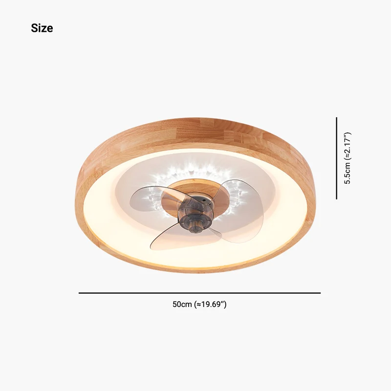 Ceiling Fan Light Fandelier Nordic 3 Blade Flush Mount for Bedroom, Wood & Acrylic
