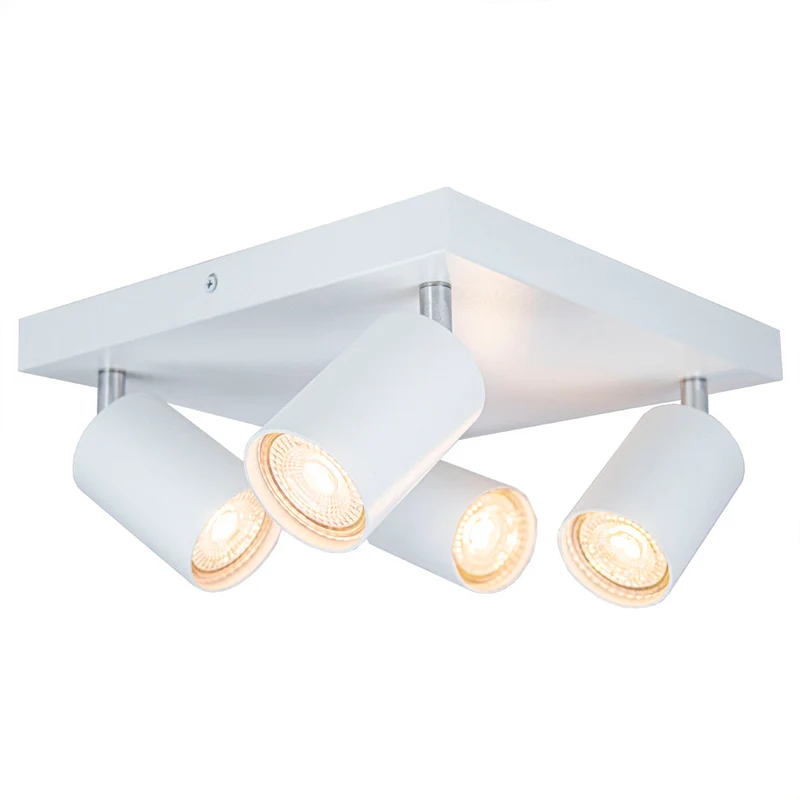 Moderner Deckenspot quadratisch | Bau | weiß | 4 x GU10-Fassung